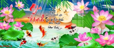 File gốc Tranh hoa sen cá cửu ngư quần hội S4501 (in tráng gương) hiện đại