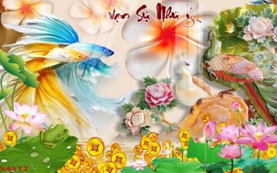 Download file gốc Tranh hoa sen cá cửu ngư quần hội S4512 (in mica) logo