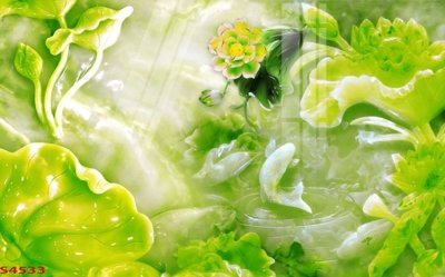 File gốc Tranh hoa sen cá cửu ngư quần hội S4533 (in 3D) cho trang trí