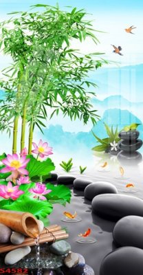 File tranh Tranh hoa sen cá cửu ngư quần hội S4582 (gốc) in film