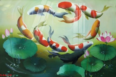 File in ấn Tranh hoa sen cá cửu ngư quần hội S4628 (bản gốc) từ file gốc