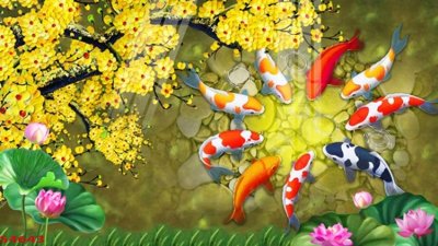 File gốc Tranh hoa sen cá cửu ngư quần hội S4643 (cho in ấn) từ Filetranh.com