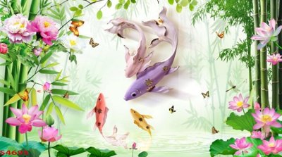 Tải file gốc Tranh hoa sen cá cửu ngư quần hội S4695 (in bạt) quảng cáo