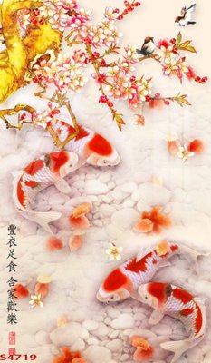 Mua file gốc Tranh hoa sen cá cửu ngư quần hội S4719 (chất lượng) tại Filetranh.com