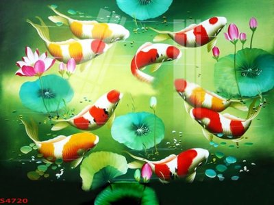 File gốc Tranh hoa sen cá cửu ngư quần hội S4720 (phong cách) cổ điển