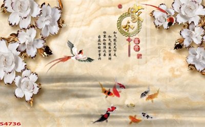 File gốc Tranh hoa sen cá cửu ngư quần hội S4736 (ảnh chi tiết) để in trần