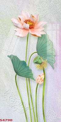 File gốc Tranh hoa sen cá cửu ngư quần hội S4790 (in lụa) tranh phong thủy