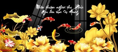 Ảnh gốc Tranh hoa sen cá cửu ngư quần hội S4808 (độ nét cao) in mica