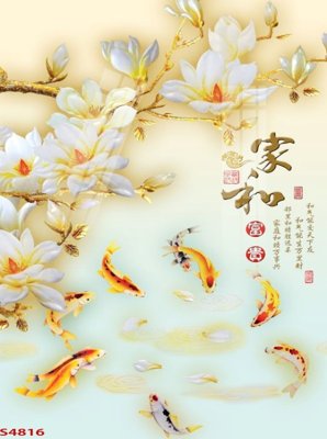 Tệp tin gốc Tranh hoa sen cá cửu ngư quần hội S4816 (chất lượng cao) Tranh hoa sen cá cửu ngư quần hội S4816