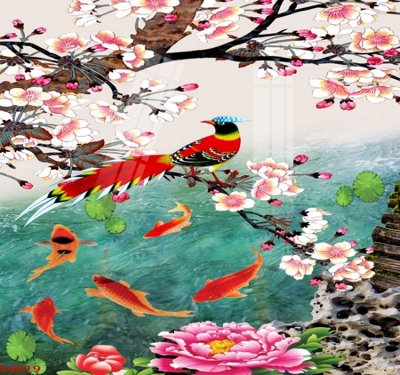 Tải file Tranh hoa sen cá cửu ngư quần hội S4819 (ảnh gốc) 300dpi Tranh hoa sen cá cửu ngư quần hội S4819