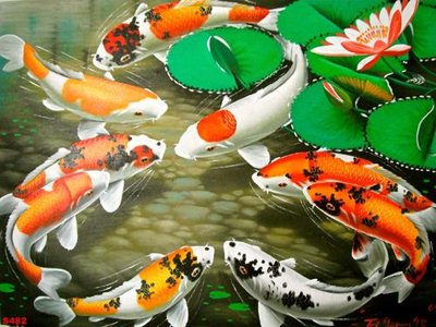 File in ấn cao cấp Tranh cửu ngư quần hội sen cá S482 (file gốc)