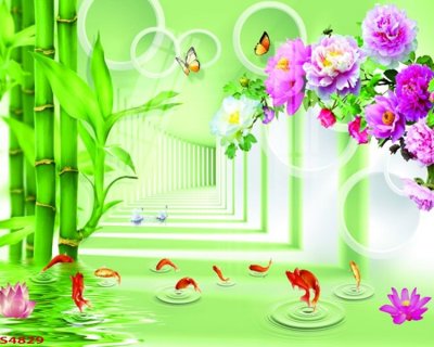 Download file Tranh hoa sen cá cửu ngư quần hội S4829 (chuẩn in) chất lượng cao