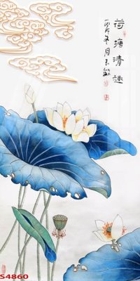 File tranh gốc Tranh hoa sen cá cửu ngư quần hội S4860 chủ đề hiện đại