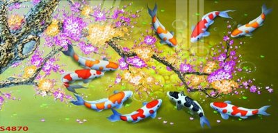 File gốc in ấn Tranh hoa sen cá cửu ngư quần hội S4870 chất lượng vượt trội