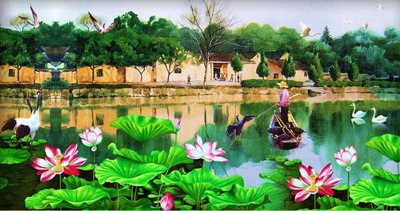 Tải file gốc Tranh cửu ngư quần hội sen cá S493 (in bạt) quảng cáo