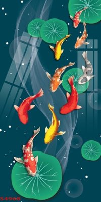 Tải file Tranh hoa sen cá cửu ngư quần hội S4968 (ảnh gốc) độ phân giải 300dpi