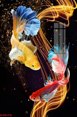 File gốc in ấn Tranh hoa sen cá cửu ngư quần hội S4974 chuẩn màu CMYK