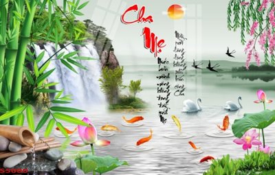 Tải file Tranh hoa sen cá cửu ngư quần hội S5000 (gốc) in ấn chất lượng