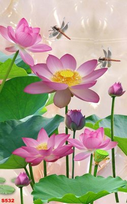 Tải file gốc Tranh cửu ngư quần hội sen cá S532 (in khổ lớn) không mờ