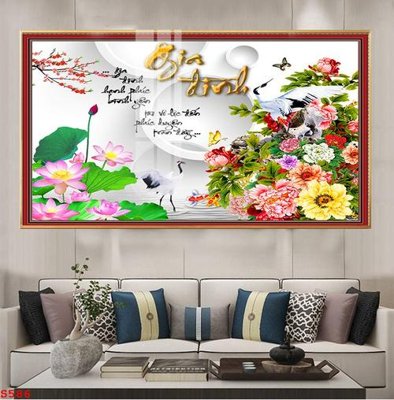 File ảnh Tranh cửu ngư quần hội sen cá S586 (gốc) in biển hiệu