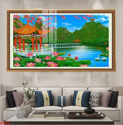 Mua file gốc Tranh cửu ngư quần hội sen cá S588 (in ấn) tại Filetranh.com