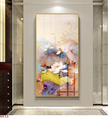 File gốc Tranh cửu ngư quần hội sen cá S613 (in lụa) trang trí tường