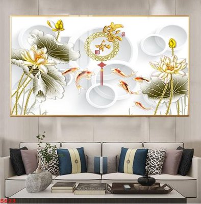 File in trần Tranh cửu ngư quần hội sen cá S623 (file gốc) chủ đề vũ trụ