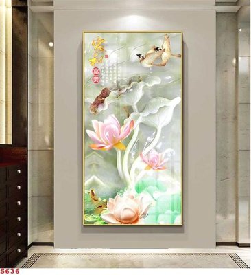File ảnh Tranh cửu ngư quần hội sen cá S636 (gốc) trang trí khách sạn