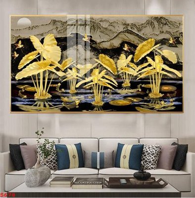 File ảnh Tranh cửu ngư quần hội sen cá S678 (gốc) cho trang trí nhà hàng