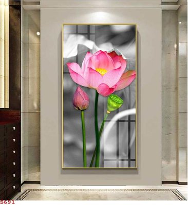 File gốc in tráng gương Tranh cửu ngư quần hội sen cá S691 chi tiết