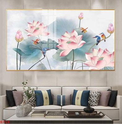 Download file gốc Tranh cửu ngư quần hội sen cá S719 (in lụa) nghệ thuật