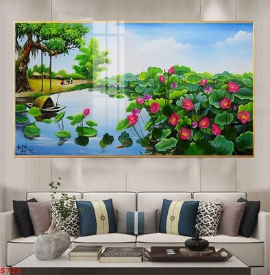 Ảnh gốc file in lụa Tranh cửu ngư quần hội sen cá S722 chi tiết