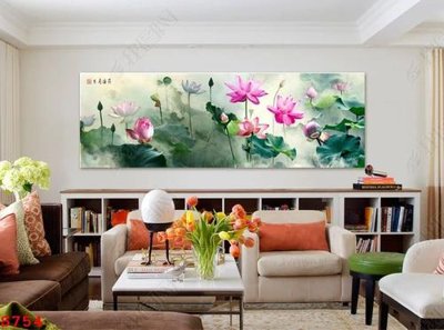 File tranh gốc Tranh cửu ngư quần hội sen cá S754 (sắc nét từng chi tiết)