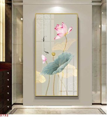 File tranh Tranh cửu ngư quần hội sen cá S792 (bản gốc) in lụa 5D