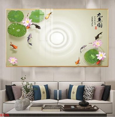 File PSD Tranh cửu ngư quần hội sen cá S795 (bản gốc) dễ dàng edit