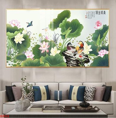 Ảnh gốc Tranh cửu ngư quần hội sen cá S803 (siêu chi tiết) để in ấn