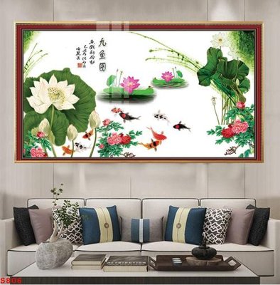 File gốc Tranh cửu ngư quần hội sen cá S806 (AI/EPS) cho in ấn