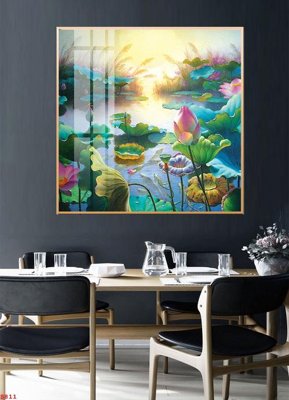 Tải file Tranh cửu ngư quần hội sen cá S811 (PSD) cho in tranh kính