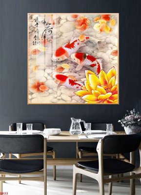 File PSD Tranh cửu ngư quần hội sen cá S822 (nguyên bản) cho thiết kế