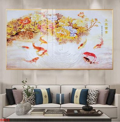 File ảnh gốc Tranh cửu ngư quần hội sen cá S853 không vỡ nét