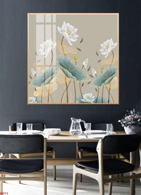 File gốc in tráng gương Tranh cửu ngư quần hội sen cá S871 chi tiết