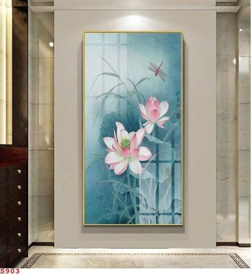 Download file gốc Tranh cửu ngư quần hội sen cá S903 (in lụa) tranh 3D