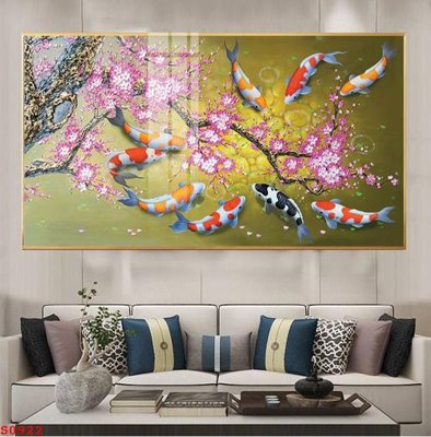 Mua file gốc Tranh cửu ngư quần hội sen cá S922 (PSD) tại Filetranh.com