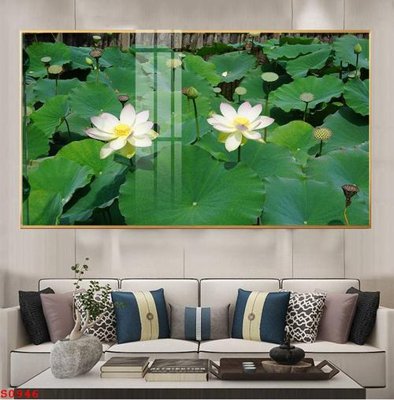 File tranh Tranh cửu ngư quần hội sen cá S946 (gốc) in vải canvas