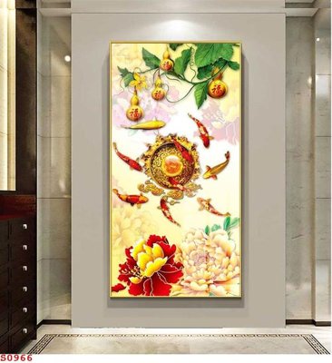 Download file Tranh cửu ngư quần hội sen cá S966 (chất lượng in ấn)