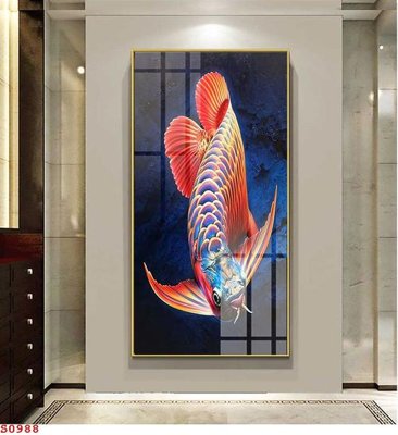 File tranh Tranh cửu ngư quần hội sen cá S988 (ảnh gốc) in trần nhà