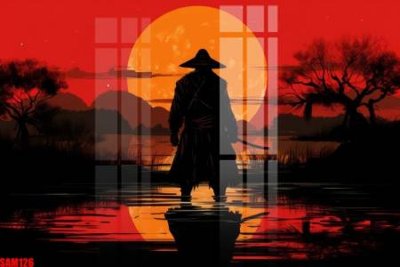 Download file gốc File tranh samurai võ sĩ nhật bản SAM126 (in lụa) tranh 3D