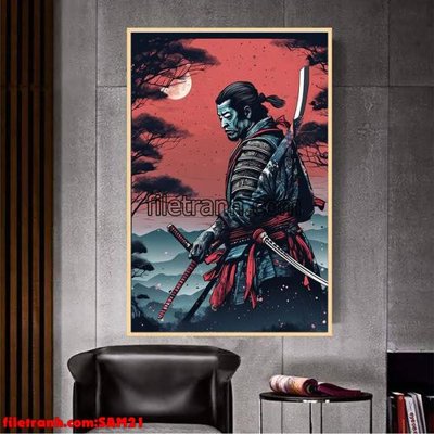 File gốc File tranh samurai võ sĩ nhật bản SAM21 (in tráng gương) ốp tường