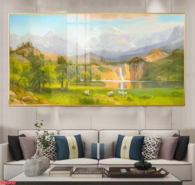 File in trần File tranh sơn dầu phong cảnh châu âu SD546 (bản gốc) mây trời