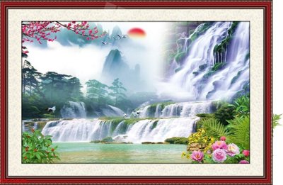 Tải file tranh Tranh sơn thủy thác nước phong thủy ST1004 (gốc) tại Filetranh.com
